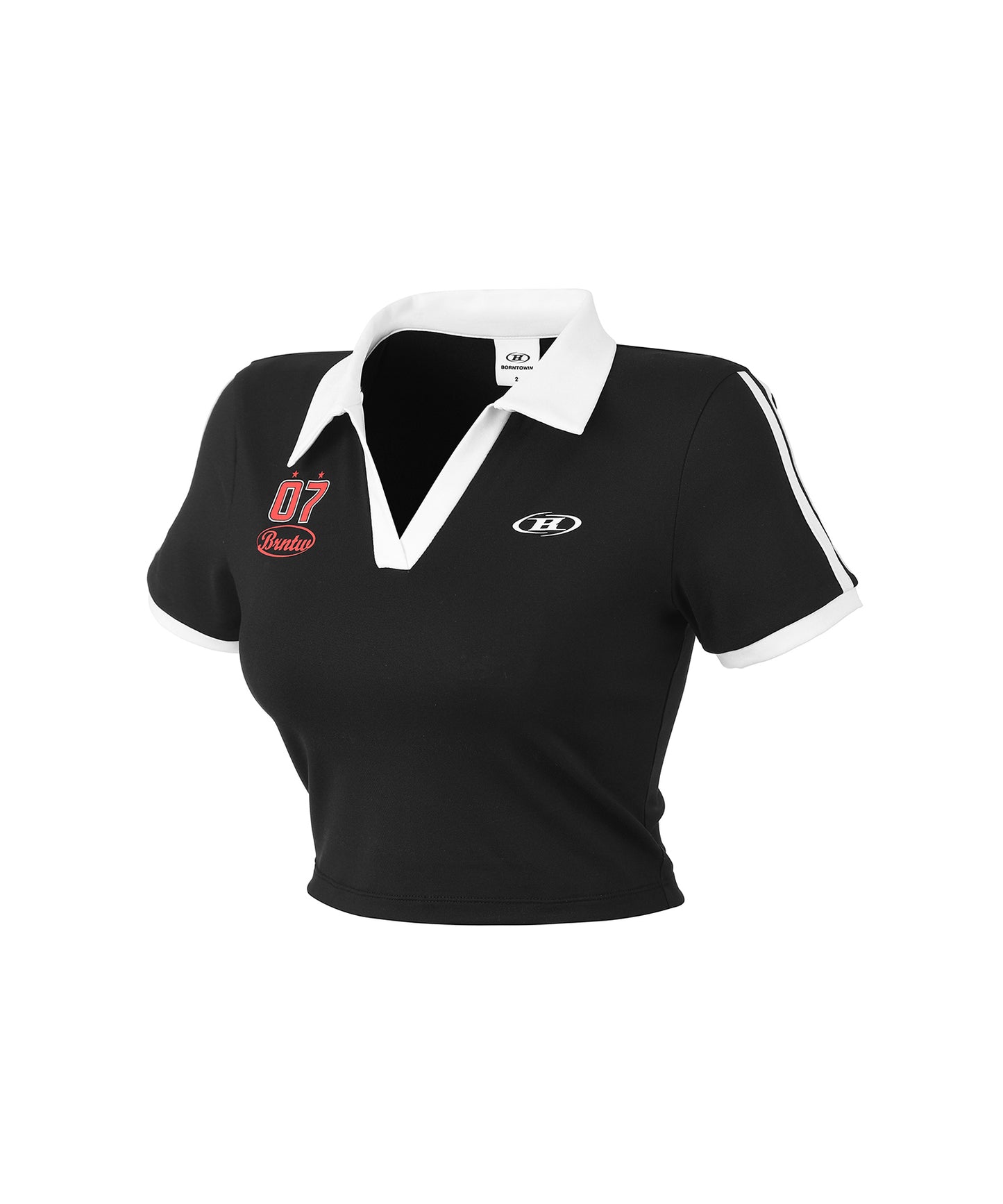 W BRNTW FOOTBALL CROP T-SHIRTS [BLACK]