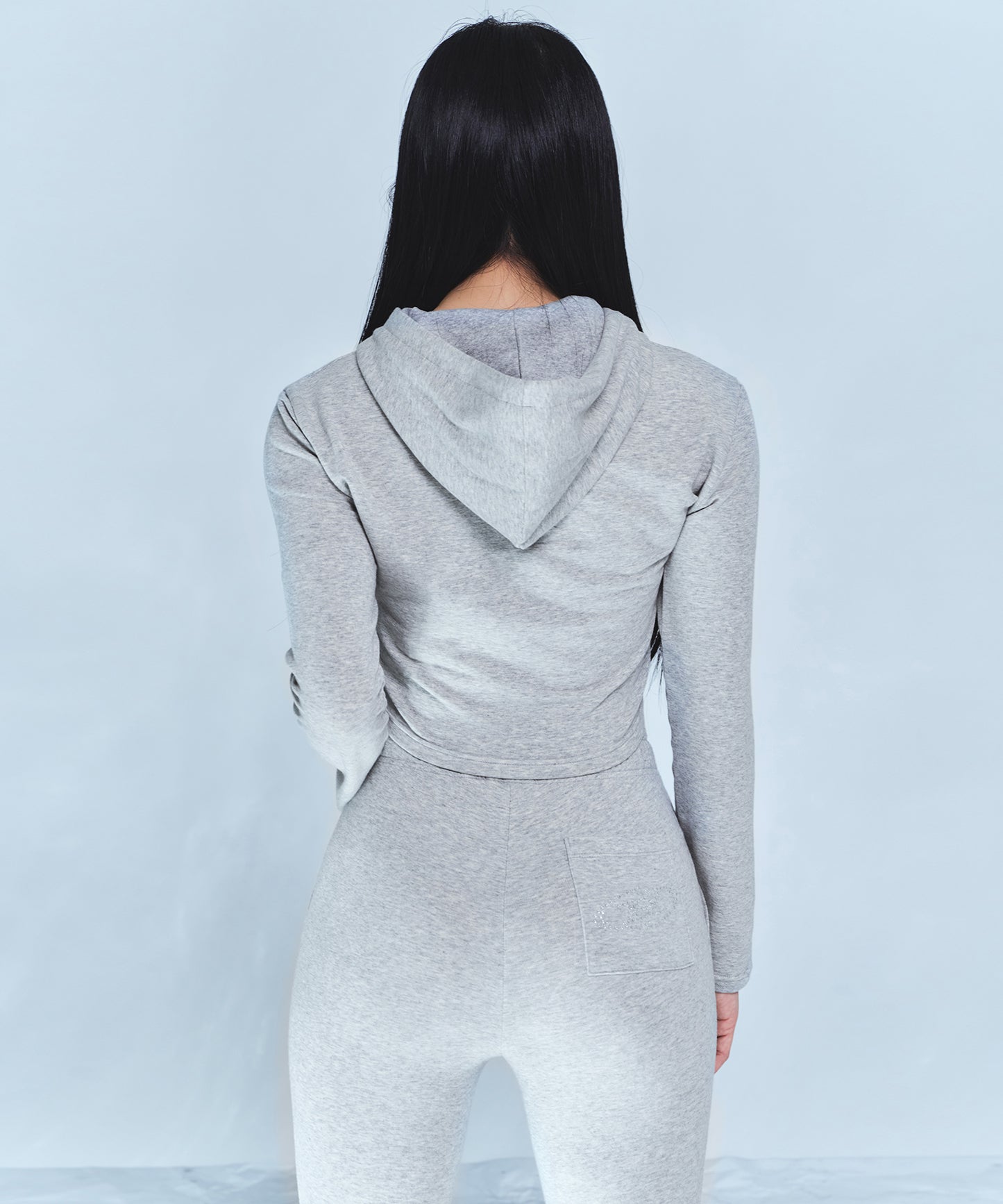 SPARKLING B SLIM FIT HOODIE [MELANGE GREY]