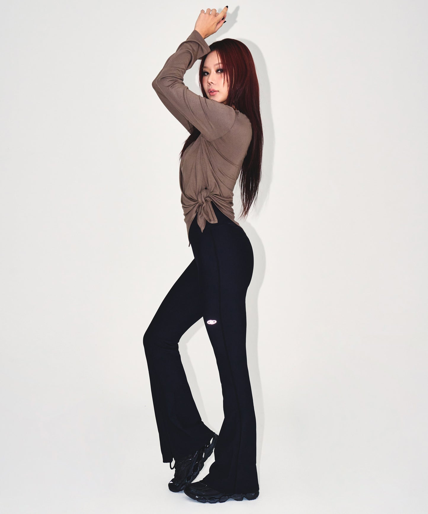 W MODAL TIE LONG SLEEVE [BROWN]