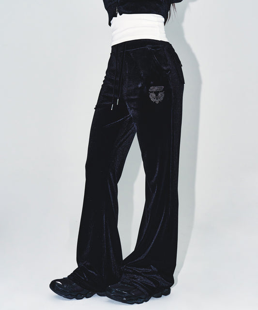 W DOUBLE B VELVET BOOTS CUT PANTS [BLACK]