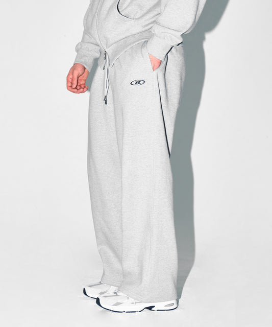 CHROME B FLEECE SEMI WIDE PANTS [MELANGE GREY]