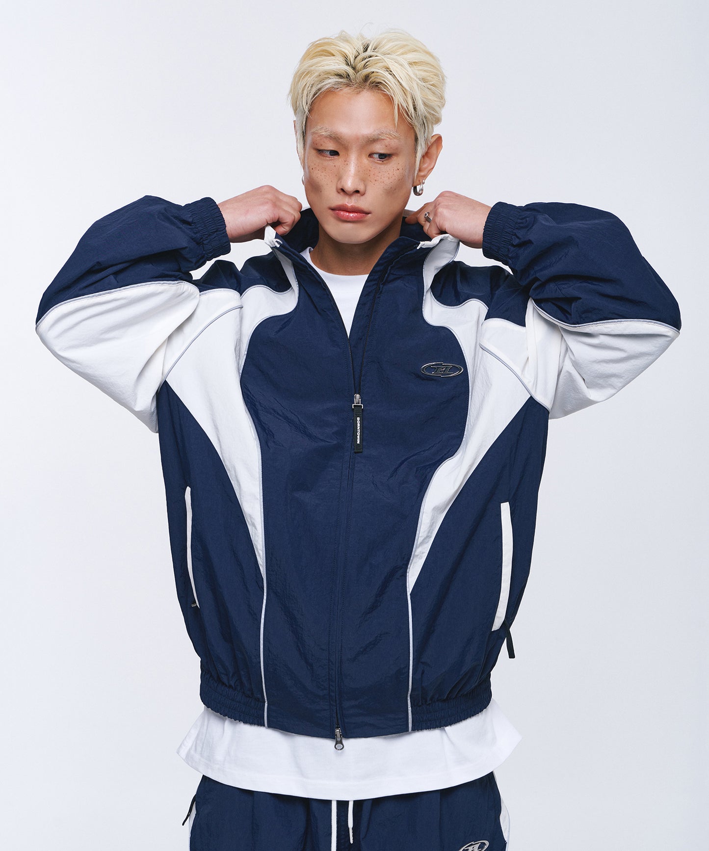 NYLON BLOCK JACKET [NAVY]