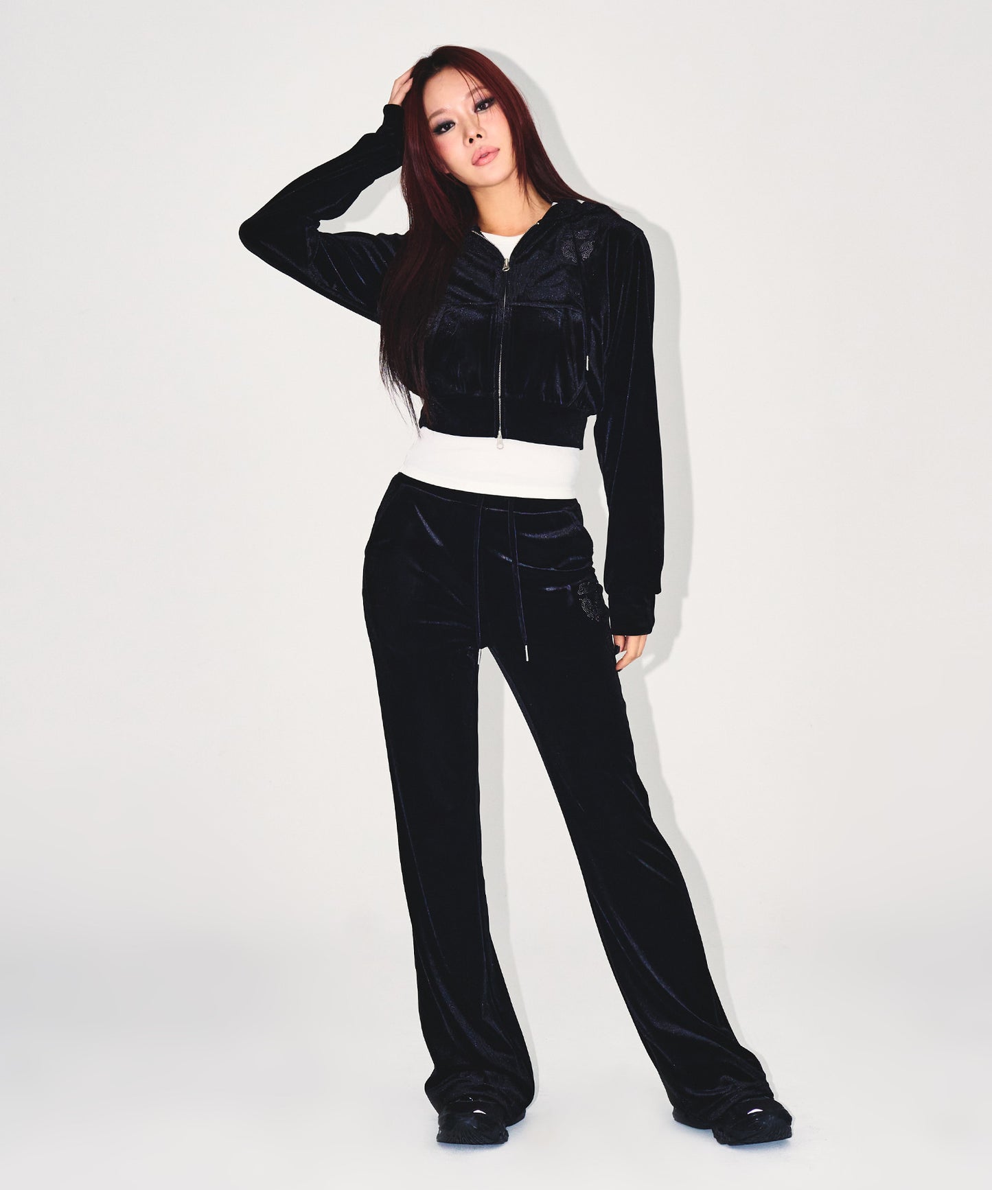 W DOUBLE B VELVET BOOTS CUT PANTS [BLACK]