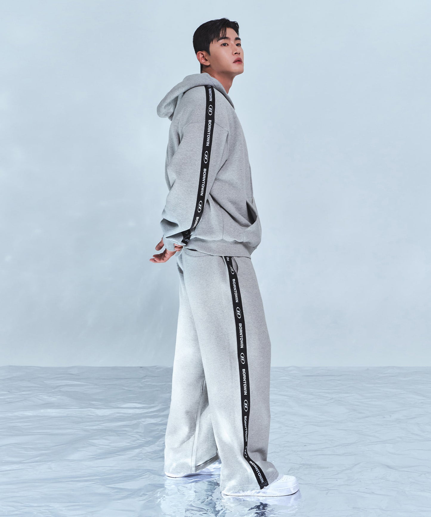 CHROME B BLACK LINE WIDE PANTS [MELANGE GREY]