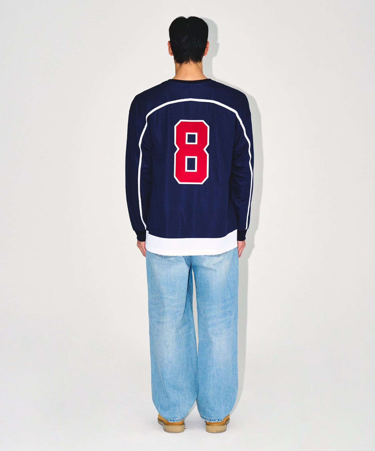 LINE TAPING RUGBY LONG SLEEVE [NAVY]