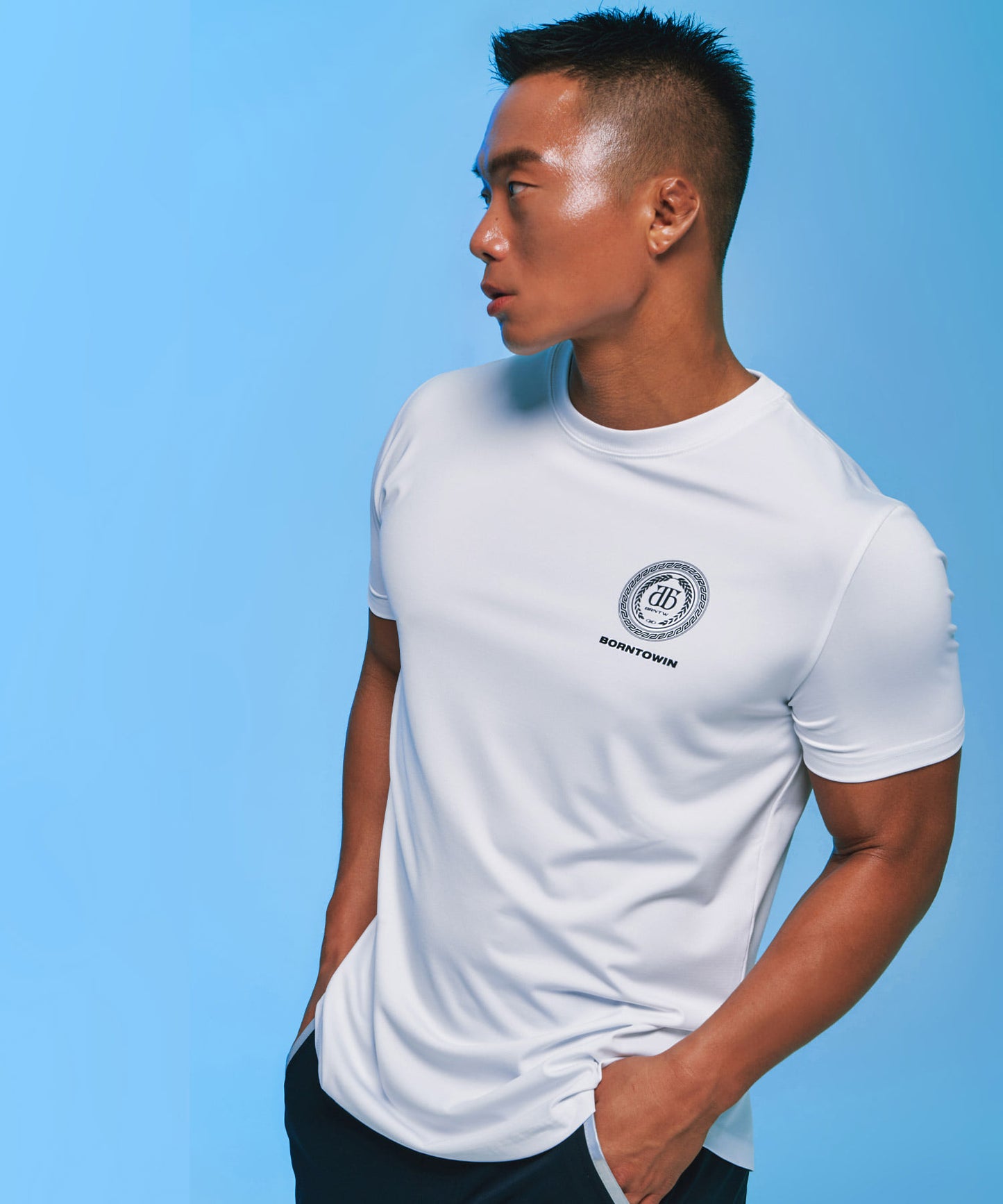 QUICK DRY SEMI MUSCLE FIT T-SHIRTS [WHITE]