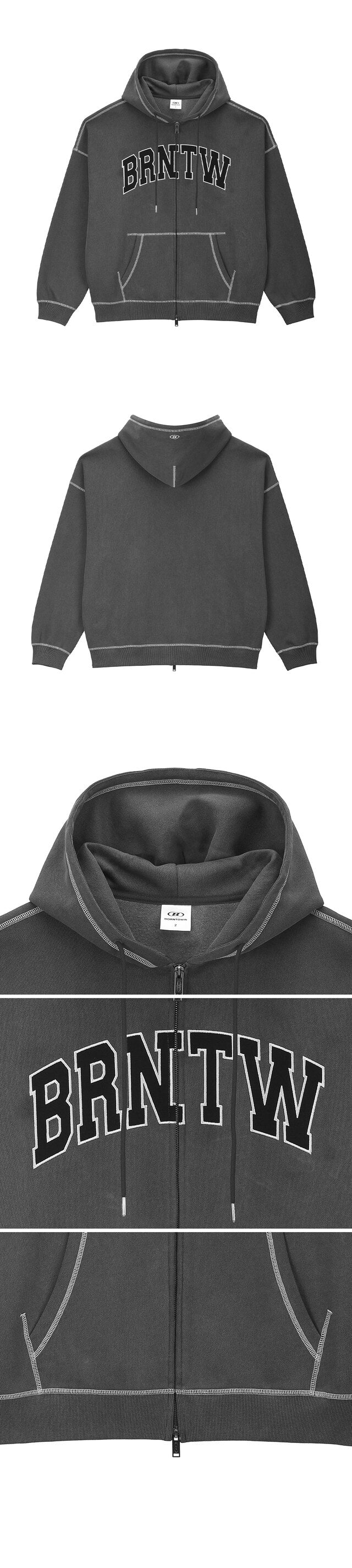 [12/16 Delivery] PIGMENT DYEING HOODIE ZIP-UP [CHARCOAL]