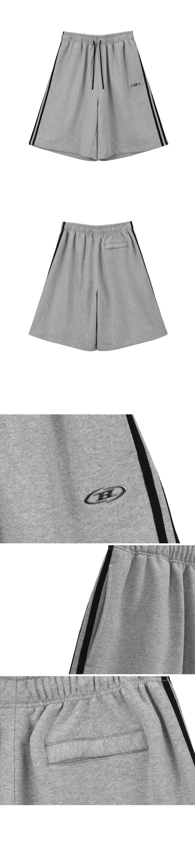 CHROME B TRACK LINE BERMUDA PANTS [MELANGE GREY]