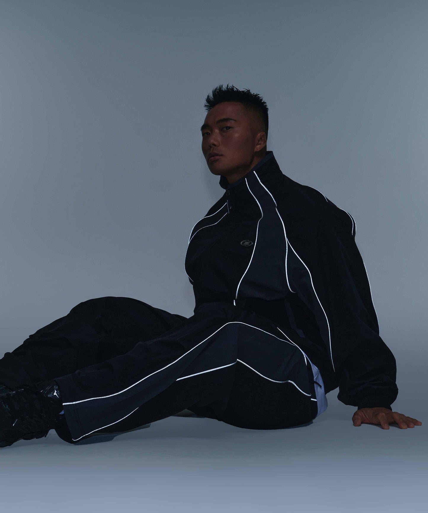 NYLON BLOCK JACKET [BLACK]