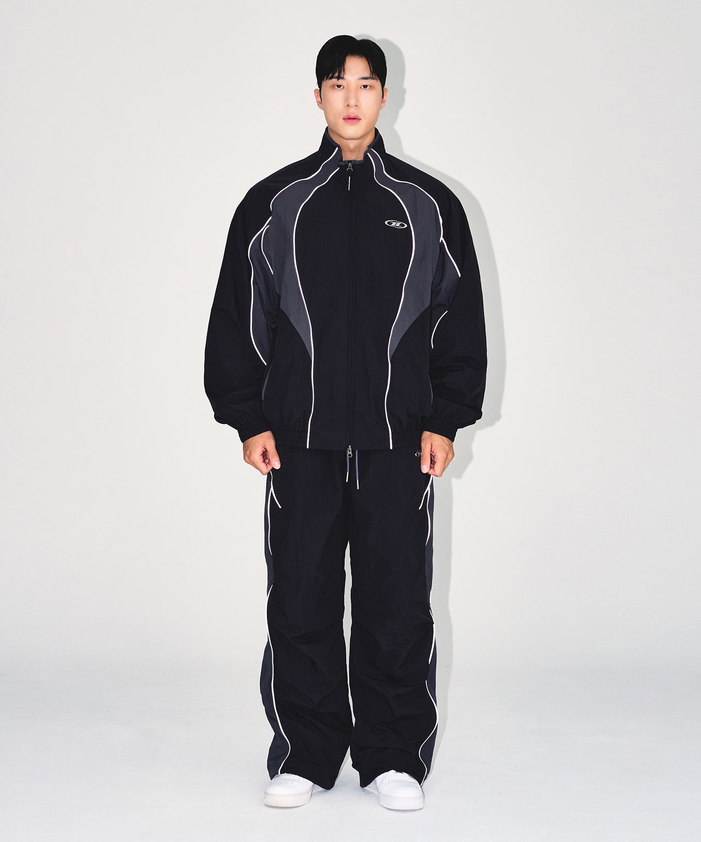 NYLON BLOCK STRING PANTS [BLACK]