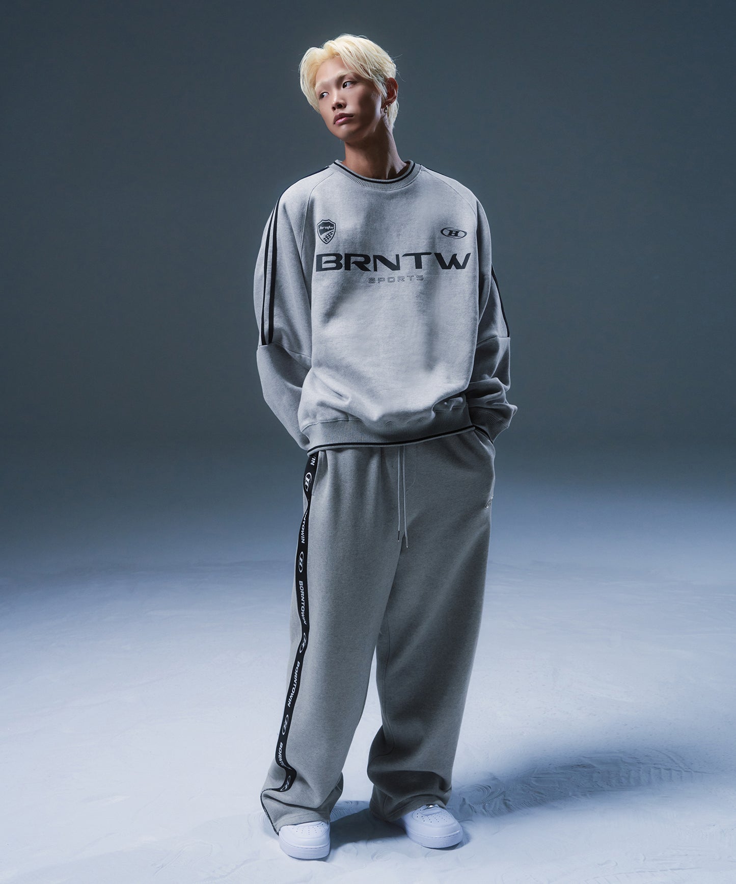FLEECE BRNTW TRACK LINE SWEATSHIRTS [MELANGE GREY]