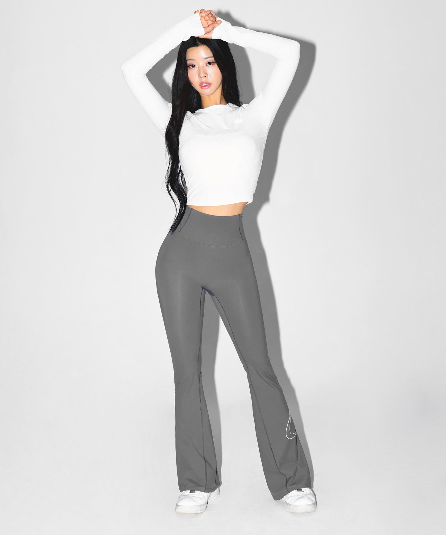 W STROKE B FLEECE BOOTS CUT LEGGINGS [CHARCOAL]