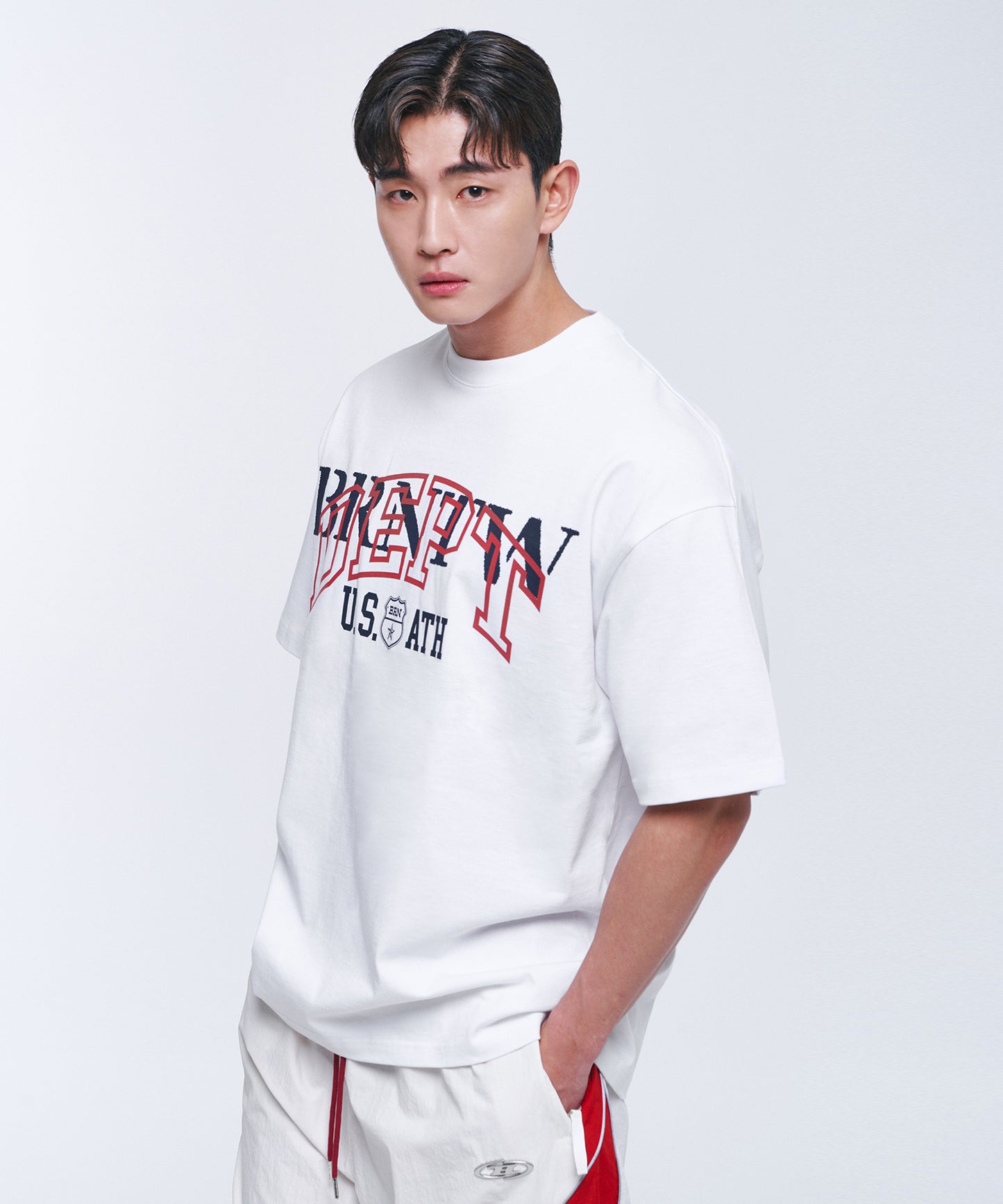 DEPT BACK CUTTING SEMI OVER FIT T-SHIRTS [WHITE]