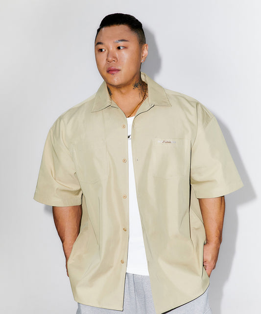 WINNER CHICANO OVER FIT HALF SHIRTS [BEIGE]