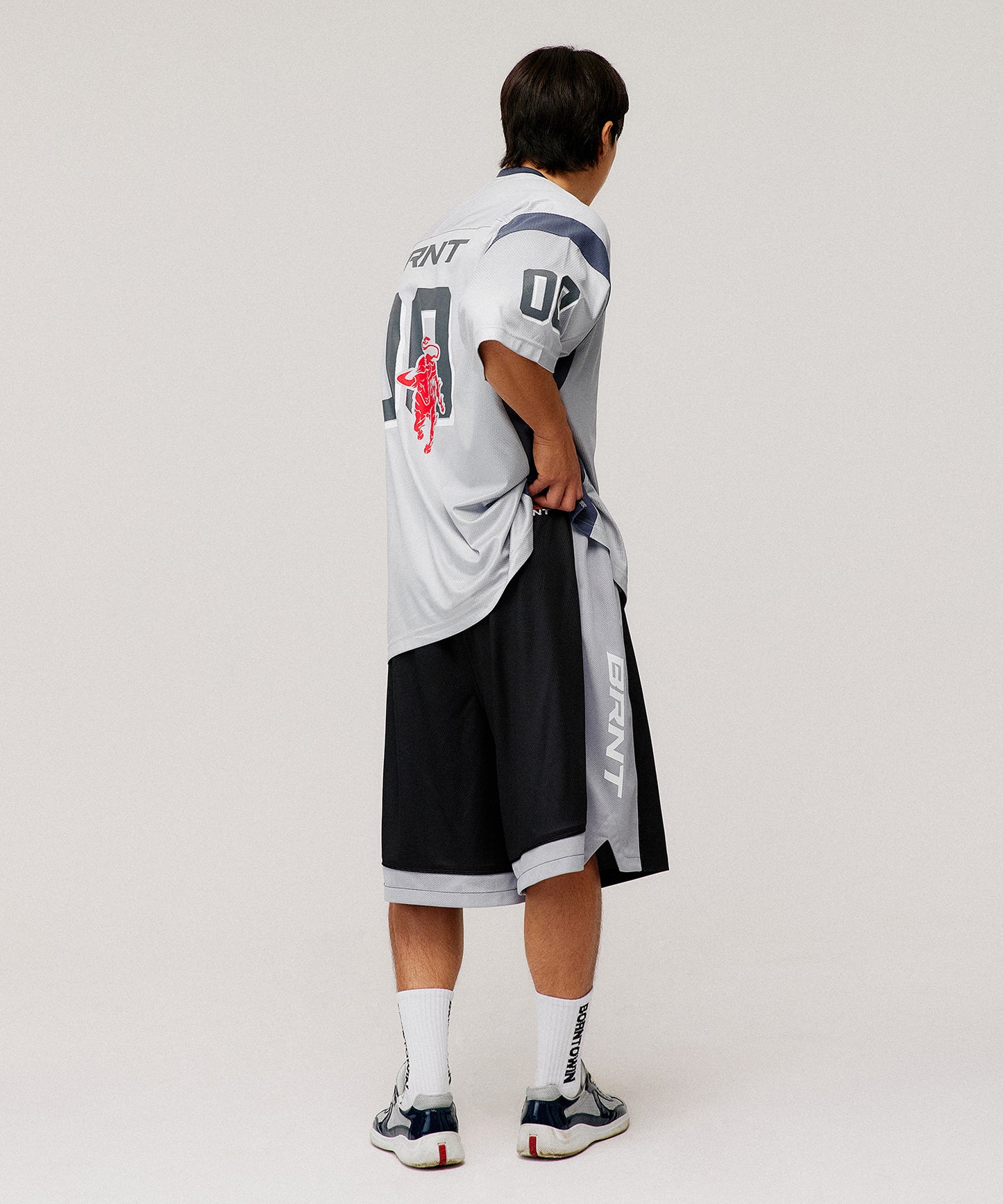 [4/7 Sale] MESH FOOTBAL JERSEY T-SHIRTS [SILVER]