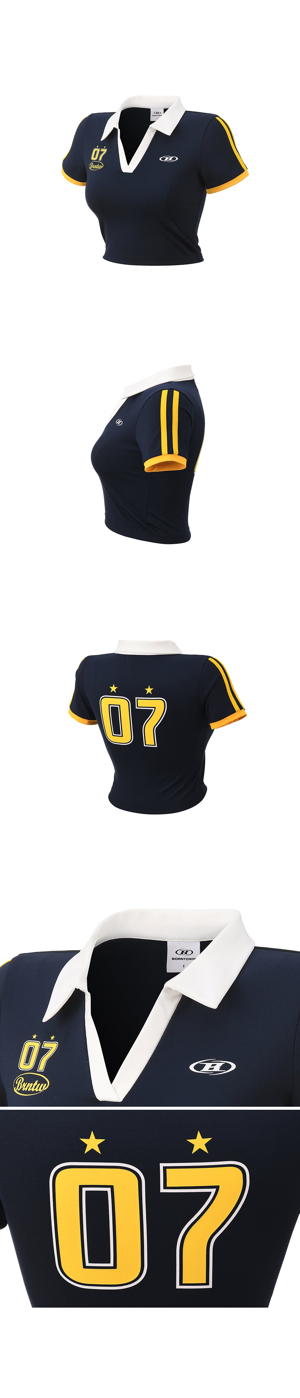 W BRNTW FOOTBALL CROP T-SHIRTS [NAVY]
