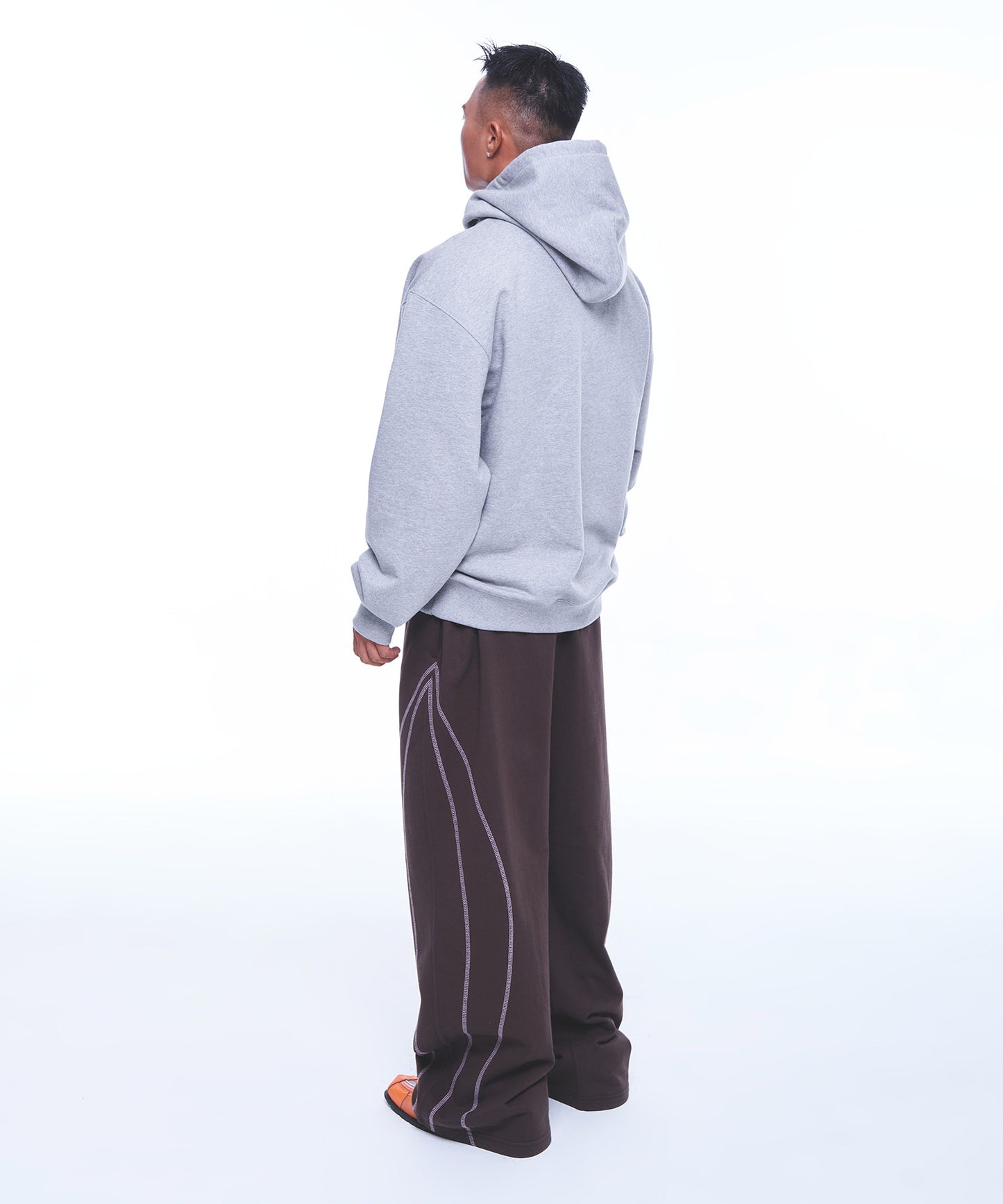 STITCH LINE WIDE PANTS [BROWN]