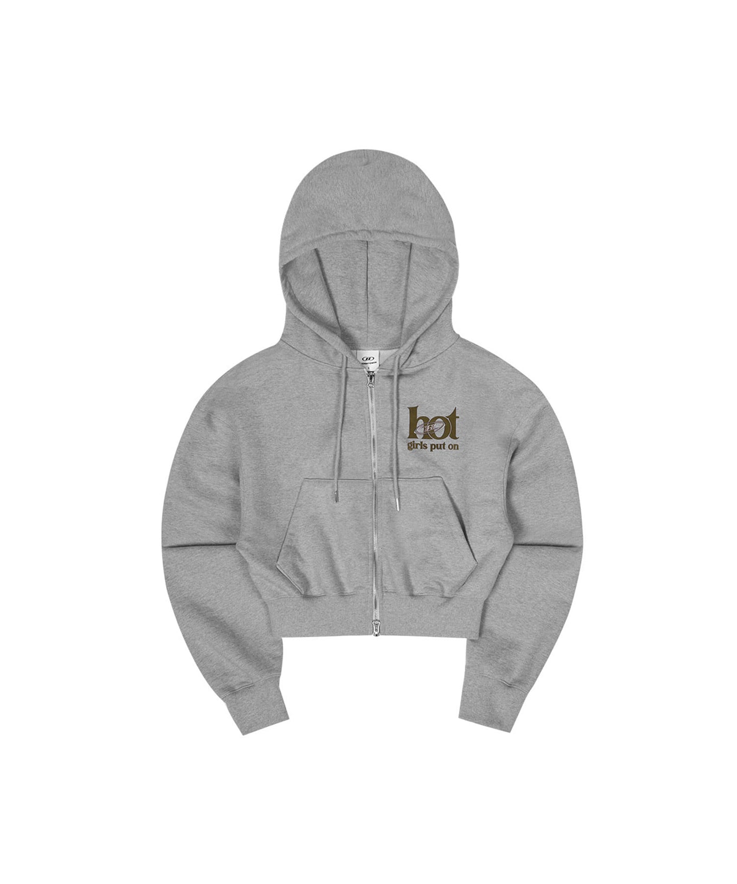 HOT CHROME B LOGO CROP ZIP-UP HOODIE [MELANGE GREY]