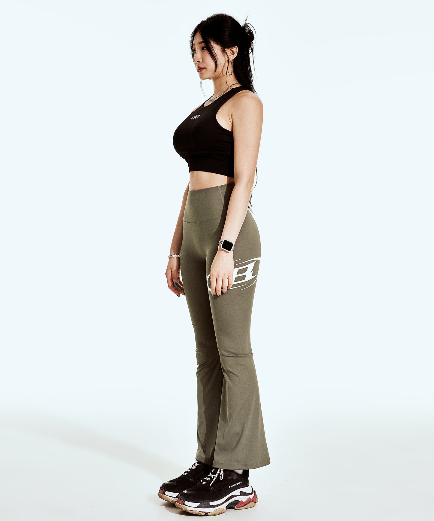 BOOTS CUT LEGGINGS SHORT VER [KHAKI]