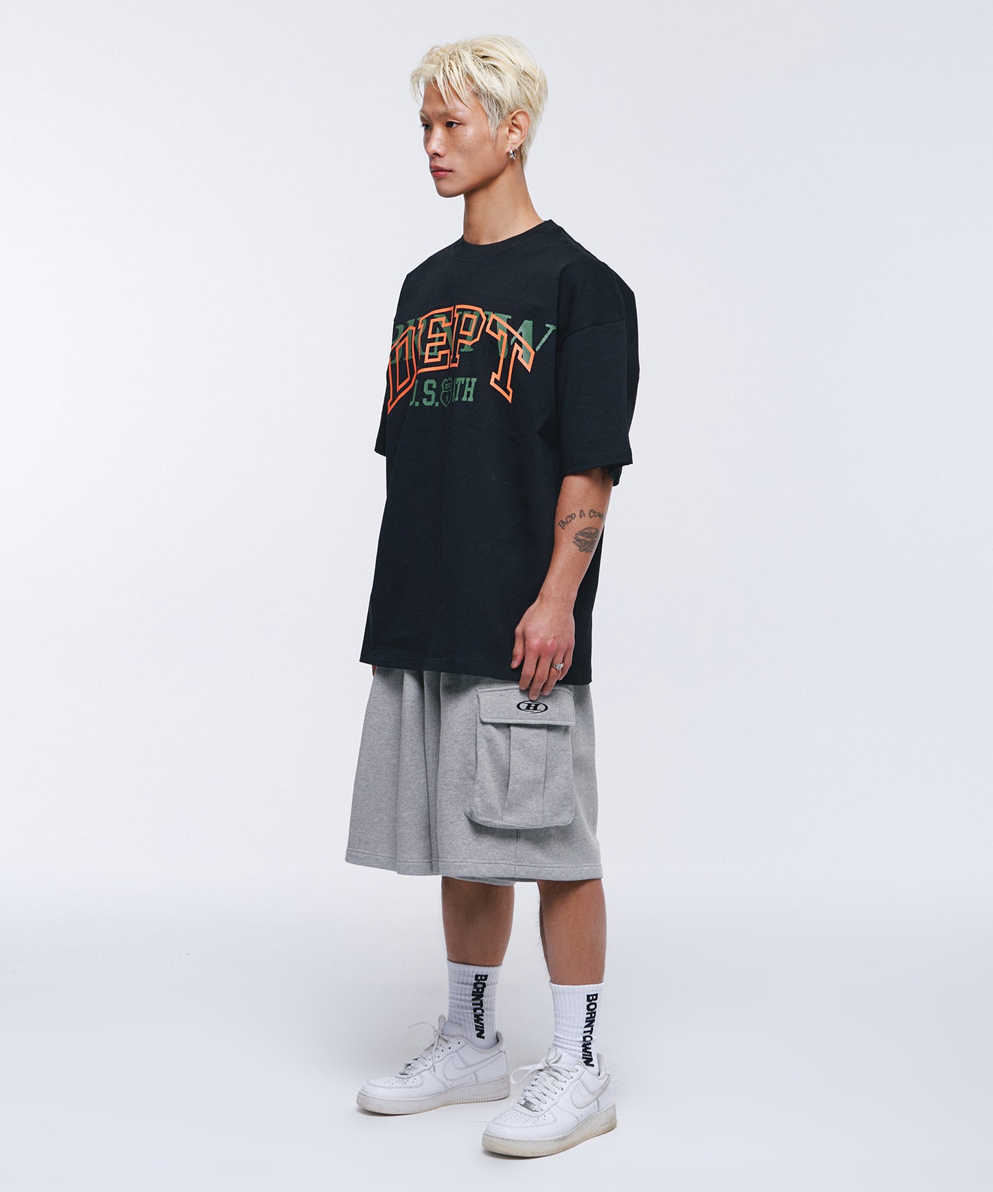 SYMBOL LOGO CARGO BERMUDA PANTS [MELANGE GREY]