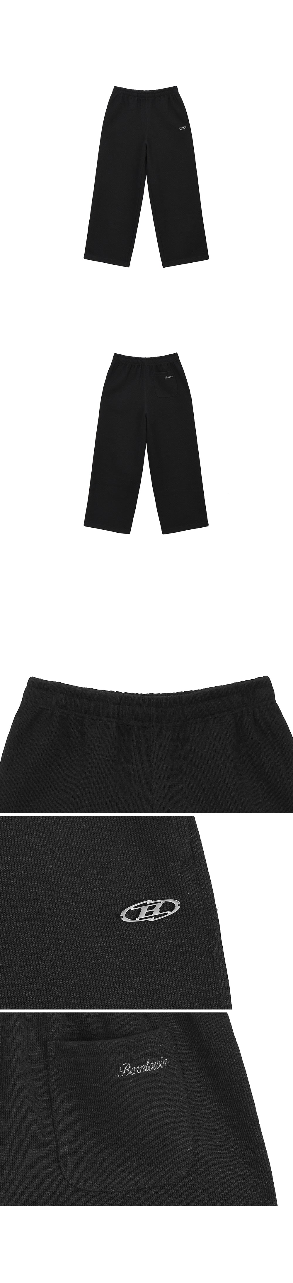 W KNIT LIKE SEMI WIDE PANTS [BLACK]