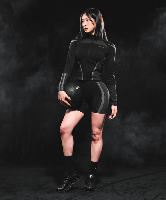 W SYMBOL B ECLIPSE SEAMLESS FULL ZIP-UP JACKET [BLACK]