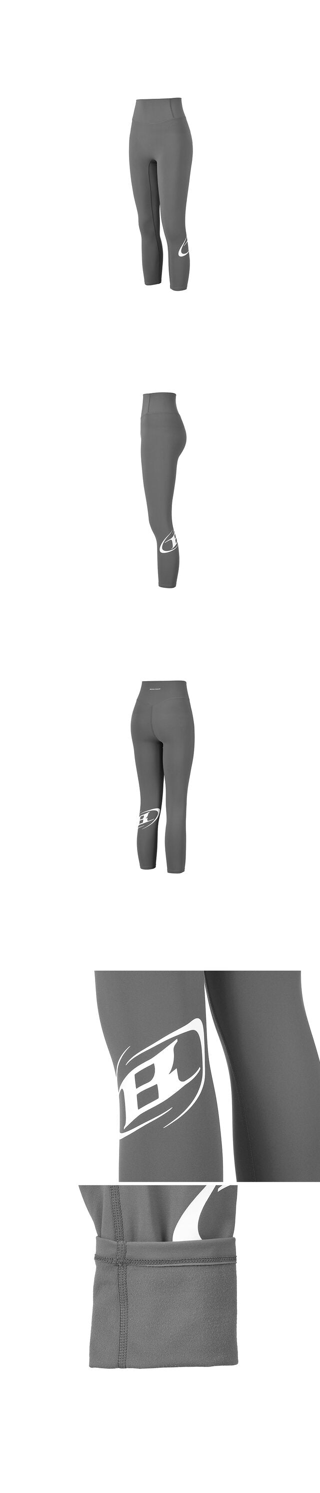 W SYMBOL B FLEECE LONG LEGGINGS [CHARCOAL]