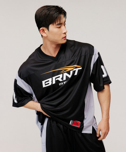 [4/7 Sale] MESH FOOTBALL JERSEY T-SHIRTS [BLACK]