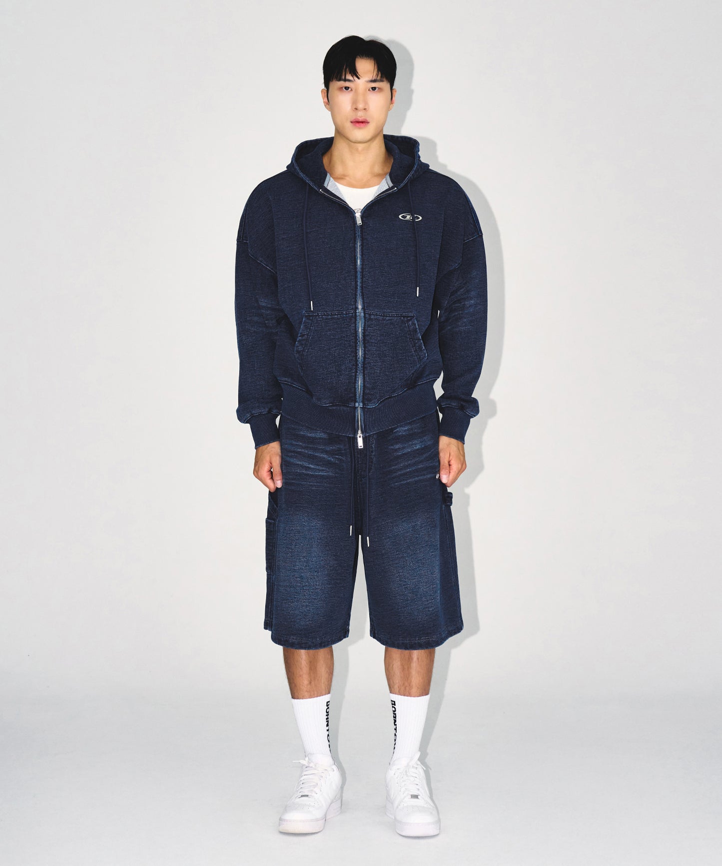 DENIM LIKE CARPENTER BERMUDA PANTS [MID DENIM]