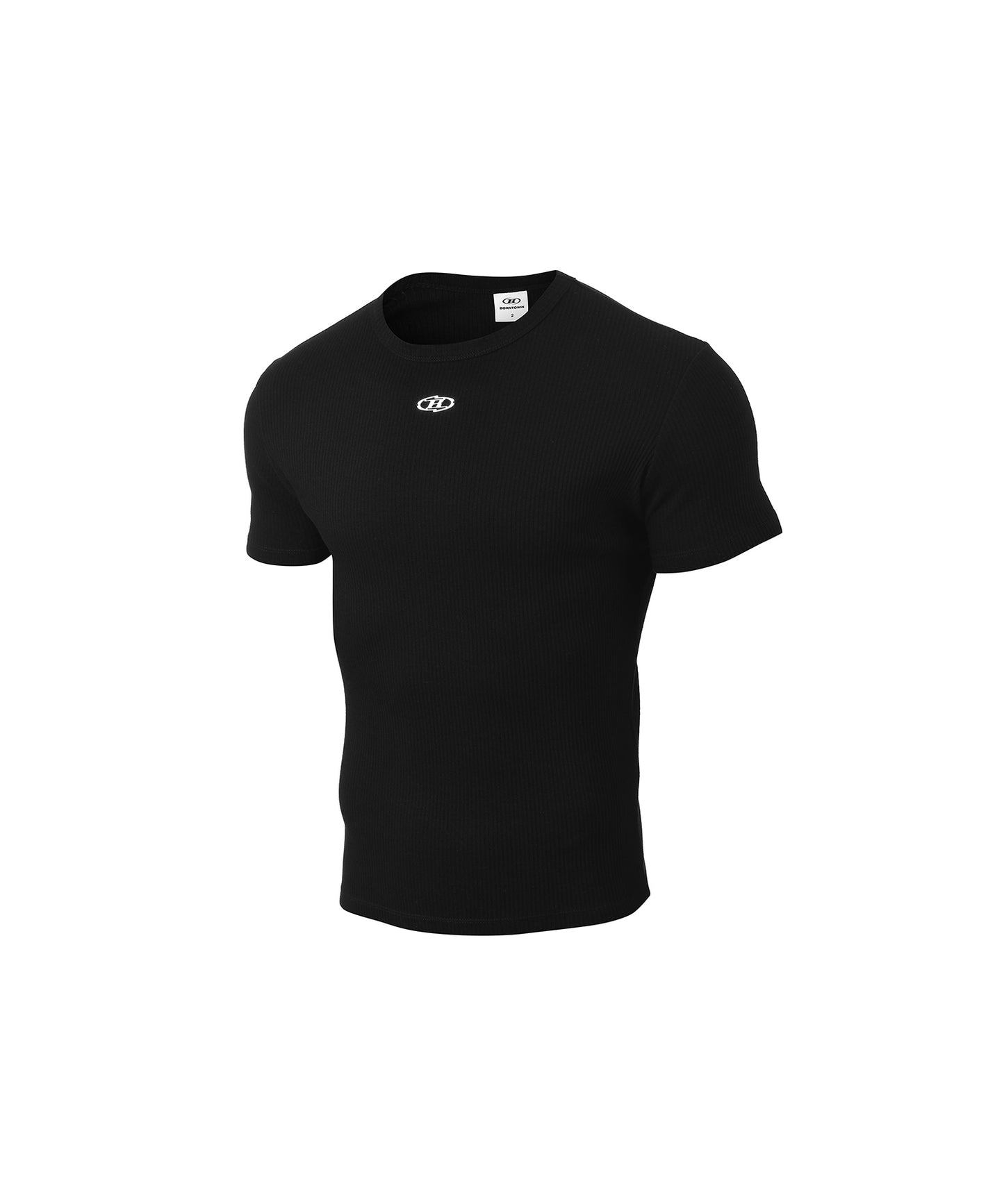 RIBBED B PENDANT MUSCLE FIT T-SHIRTS [BLACK]