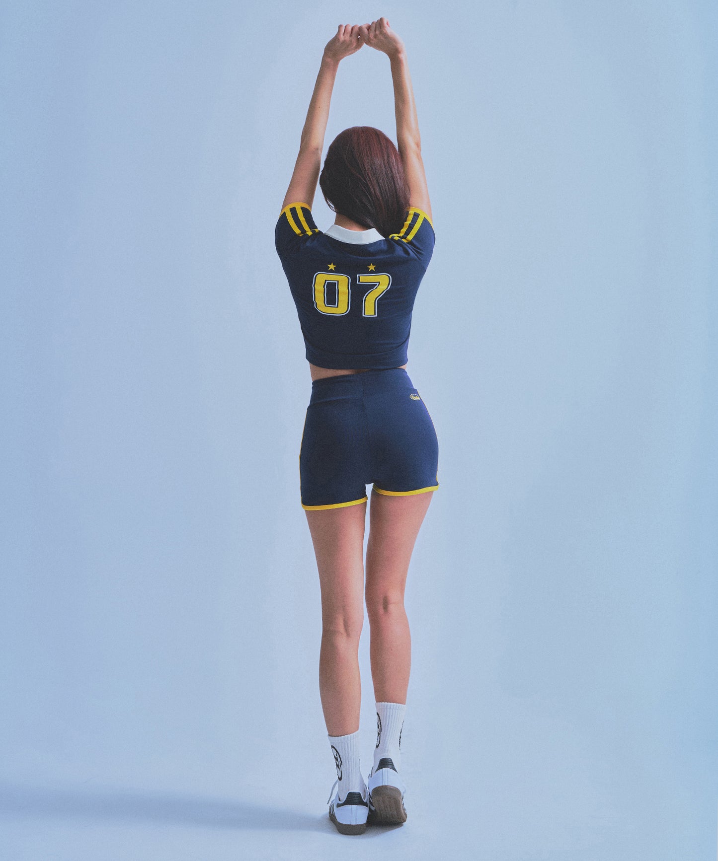 W BRNTW FOOTBALL CROP T-SHIRTS [NAVY]