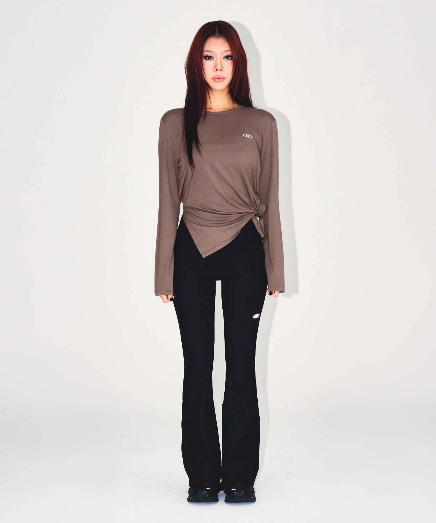 W MODAL TIE LONG SLEEVE [BROWN]