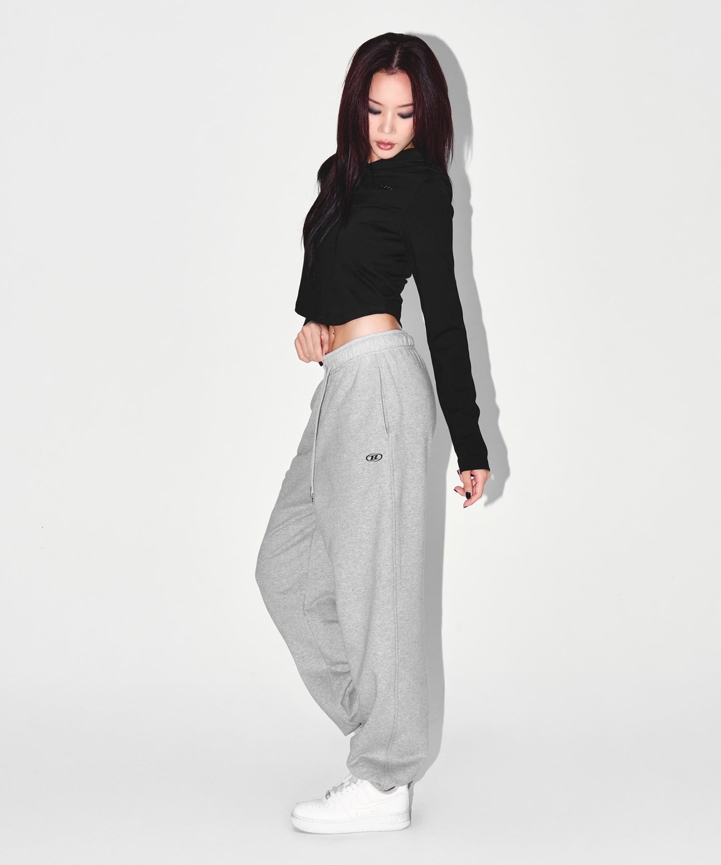 W SEMI WIDE SWEAT JOGGER PANTS [MELANGE GREY]