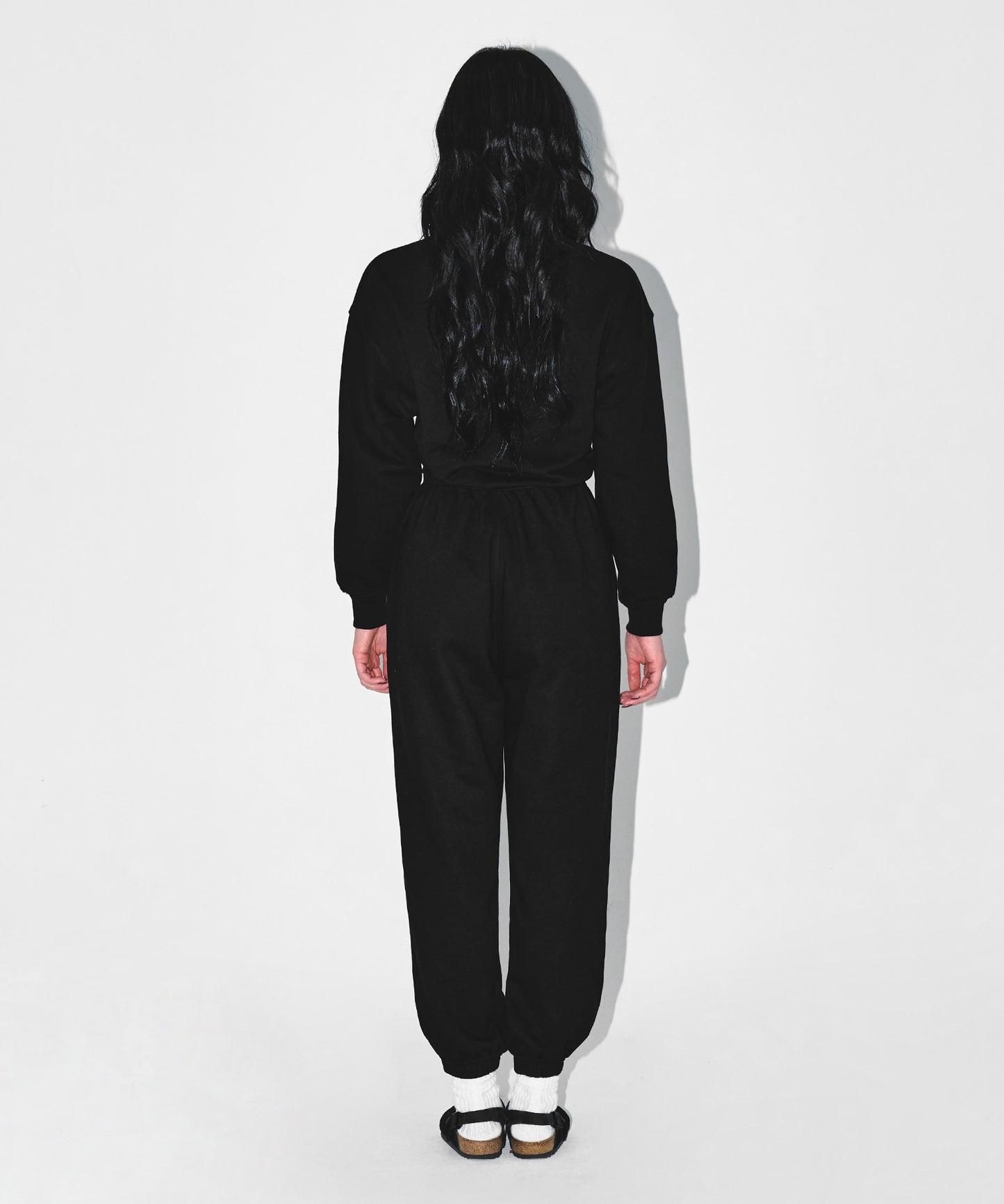 W SILVER B CROP SWEATSHIRTS [BLACK]