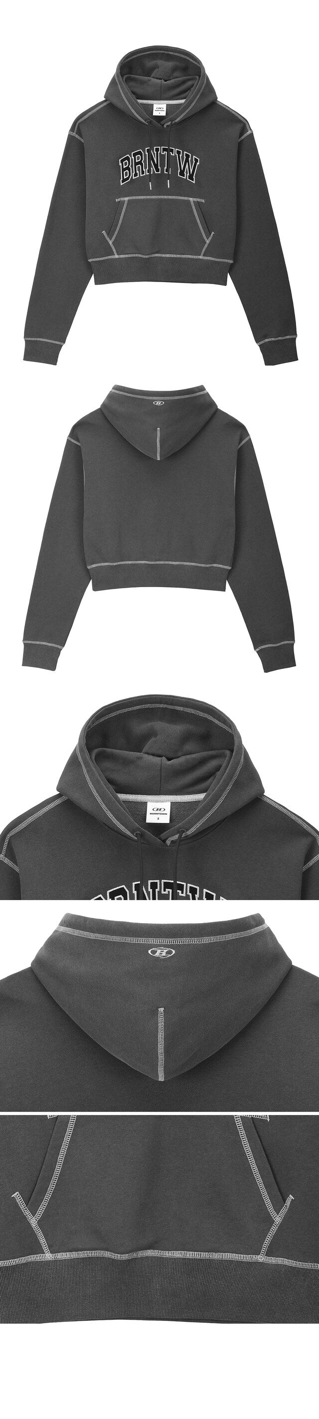 W PIGMENT DYEING CROP HOODIE [CHARCOAL]