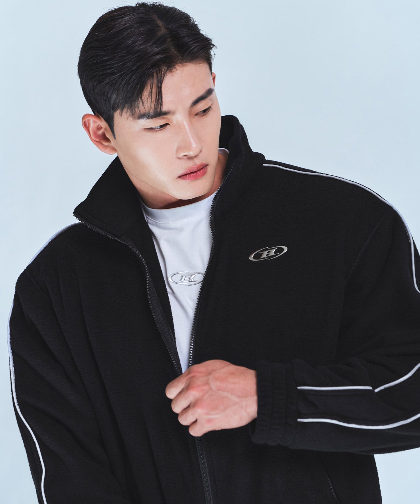 CHROME B FLEECE JACKET [BLACK]