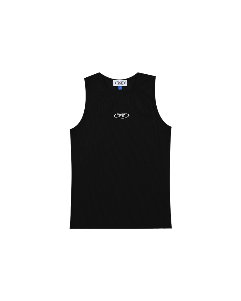 CUT-OUT TANK TOP [BLACK]