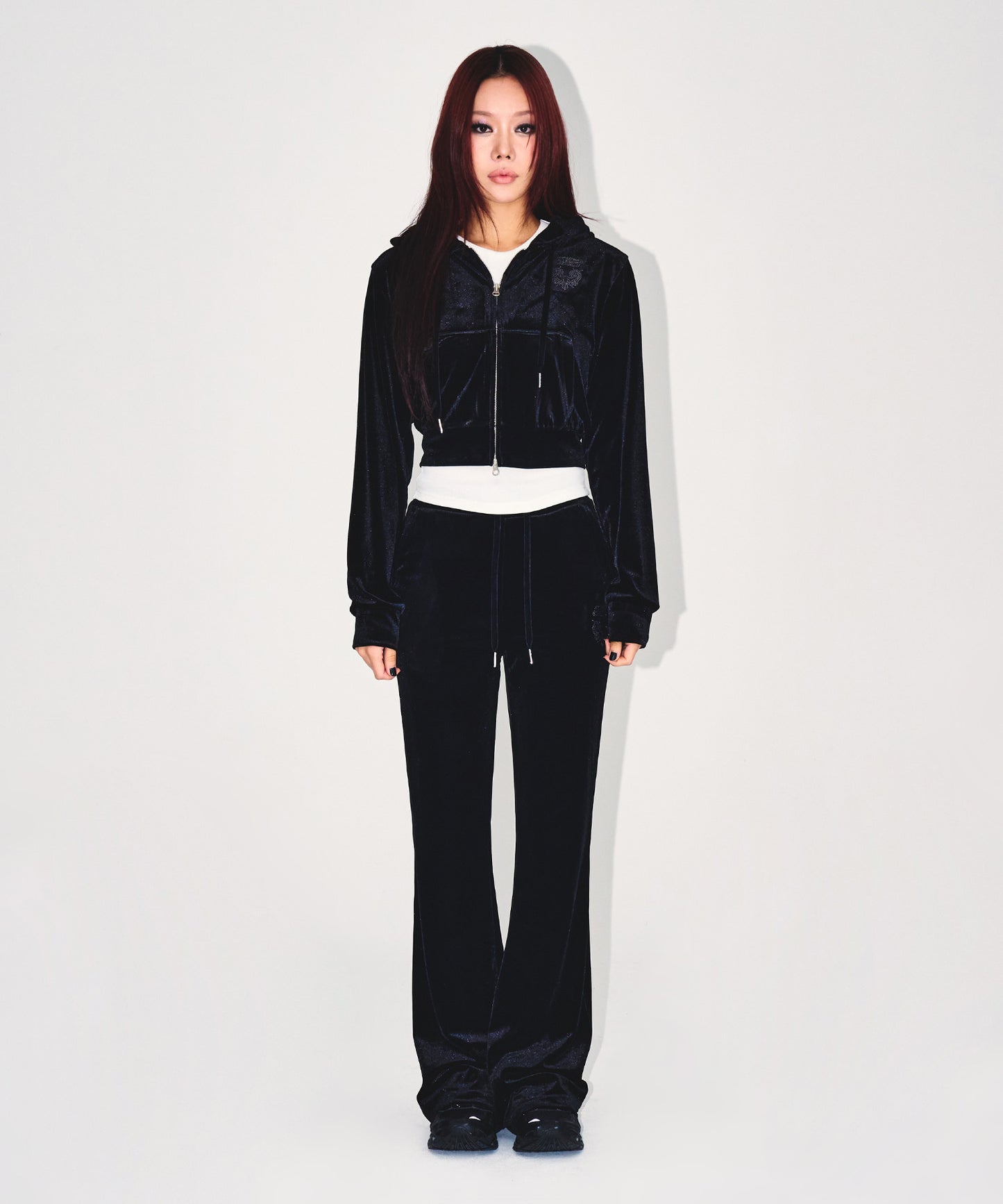 W DOUBLE B VELVET BOOTS CUT PANTS [BLACK]