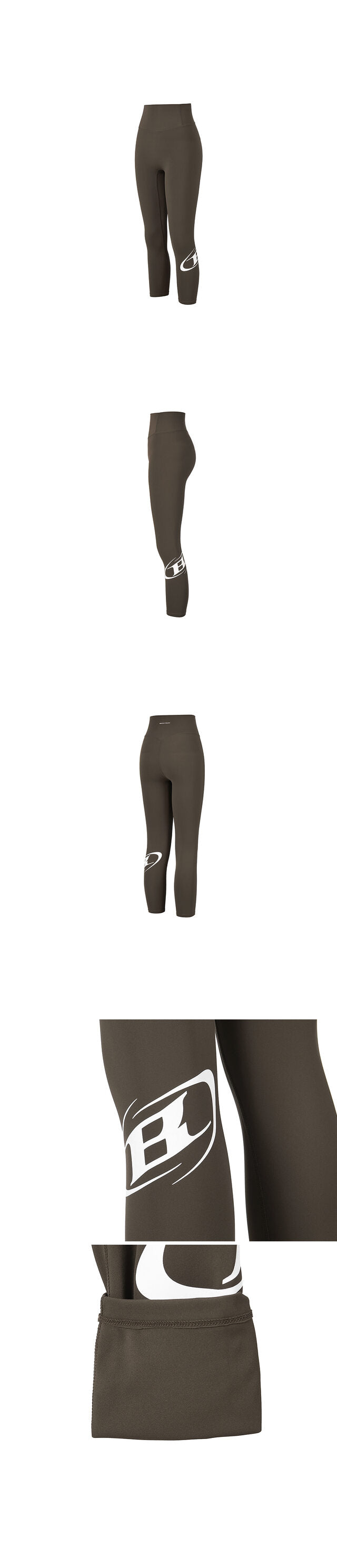 W SYMBOL B FLEECE LONG LEGGINGS [BROWN]