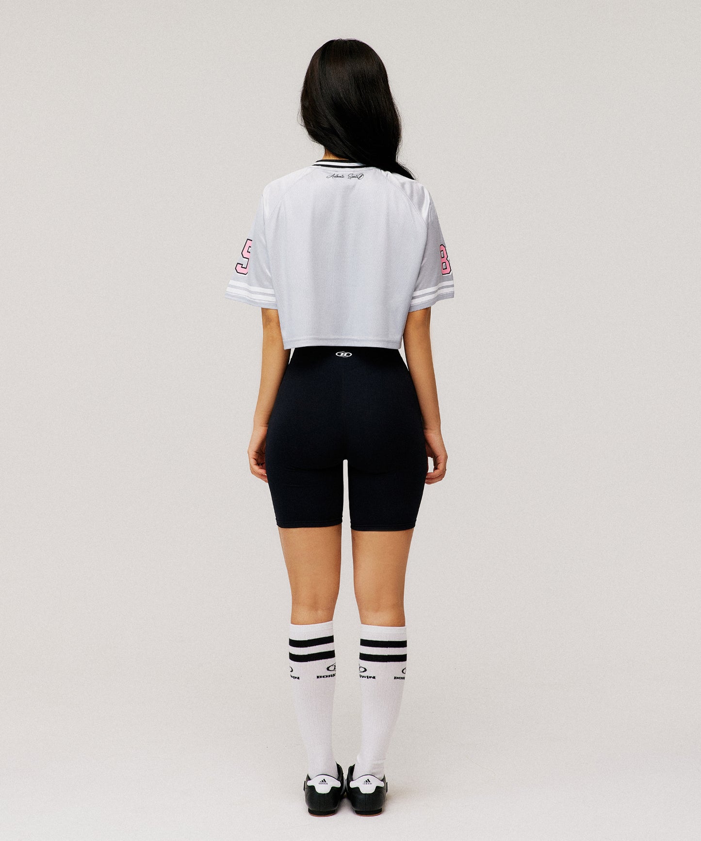 W RUGBY JERSEY CROP T-SHIRTS [SILVER]