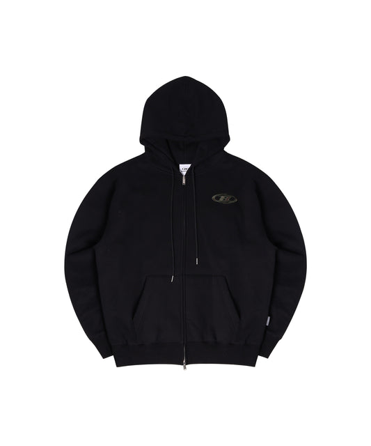 FLEECE CAMO HOODIE ZIP-UP [BLACK]