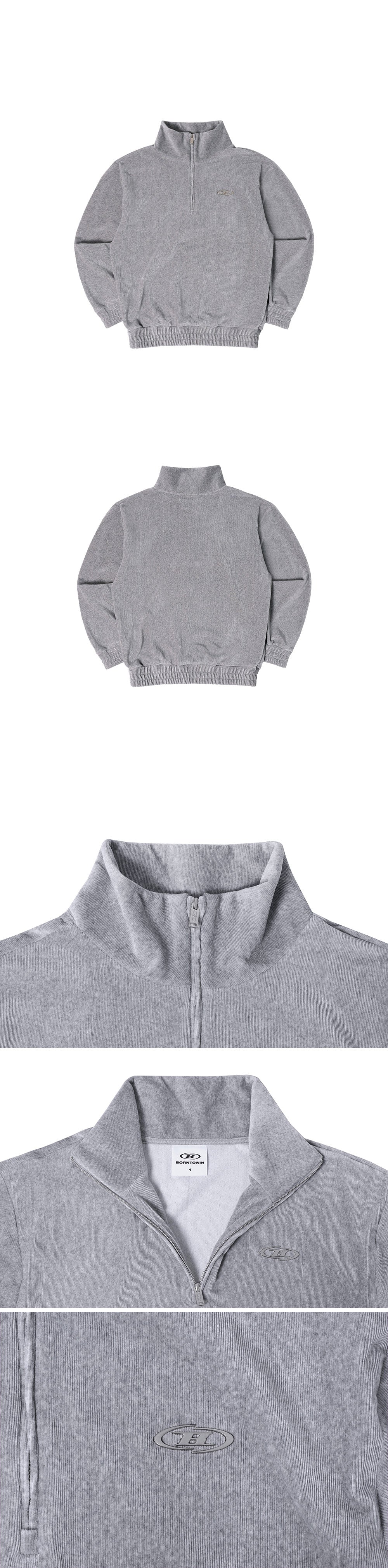 B CHROME VELOUR HALF ZIP-UP [MELANGE GREY]