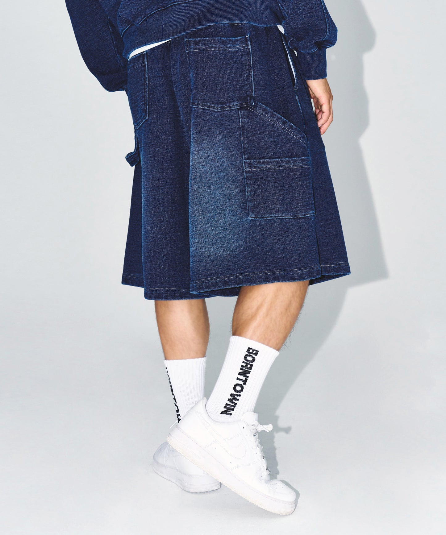 DENIM LIKE CARPENTER BERMUDA PANTS [MID DENIM]