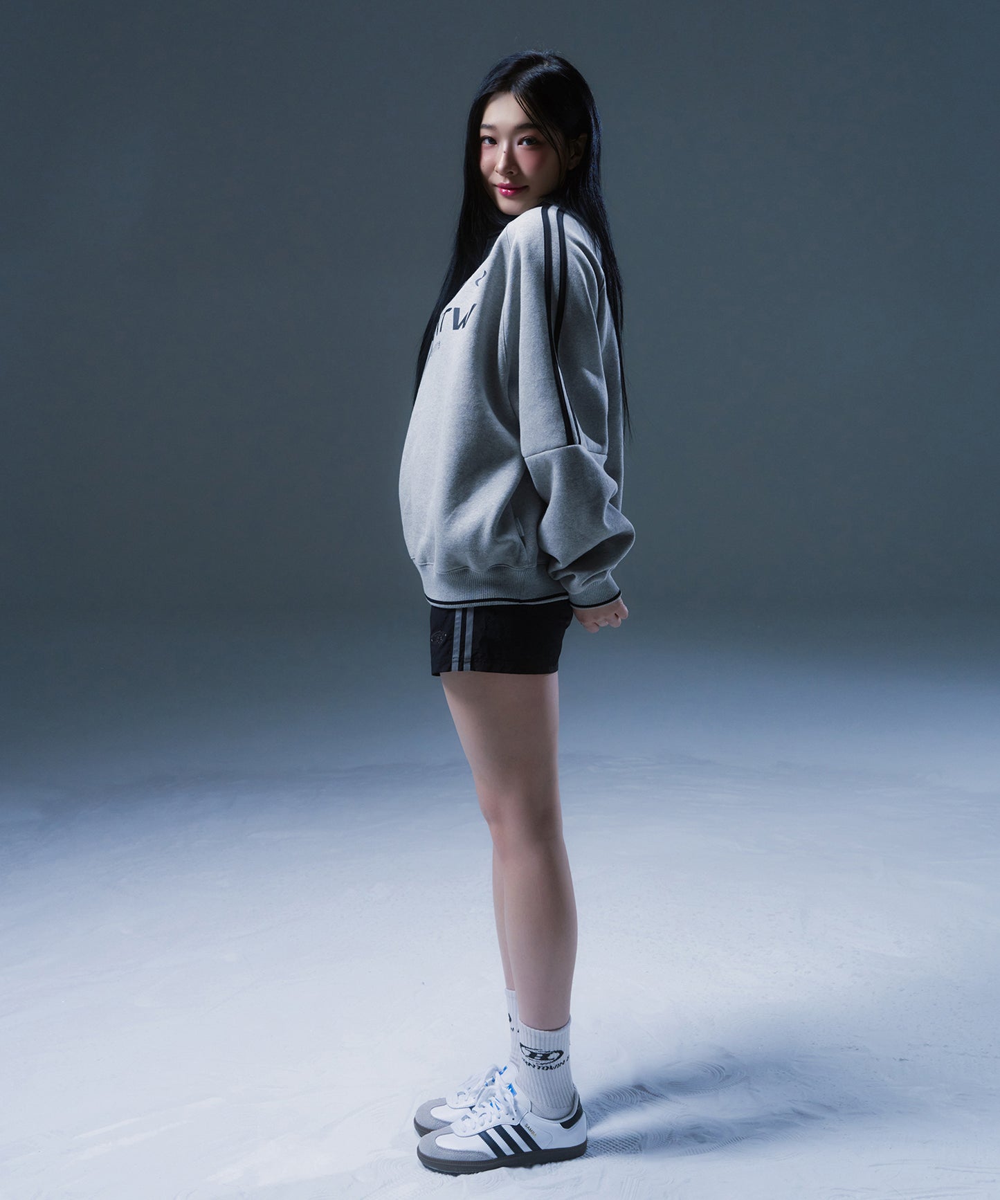 FLEECE BRNTW TRACK LINE SWEATSHIRTS [MELANGE GREY]