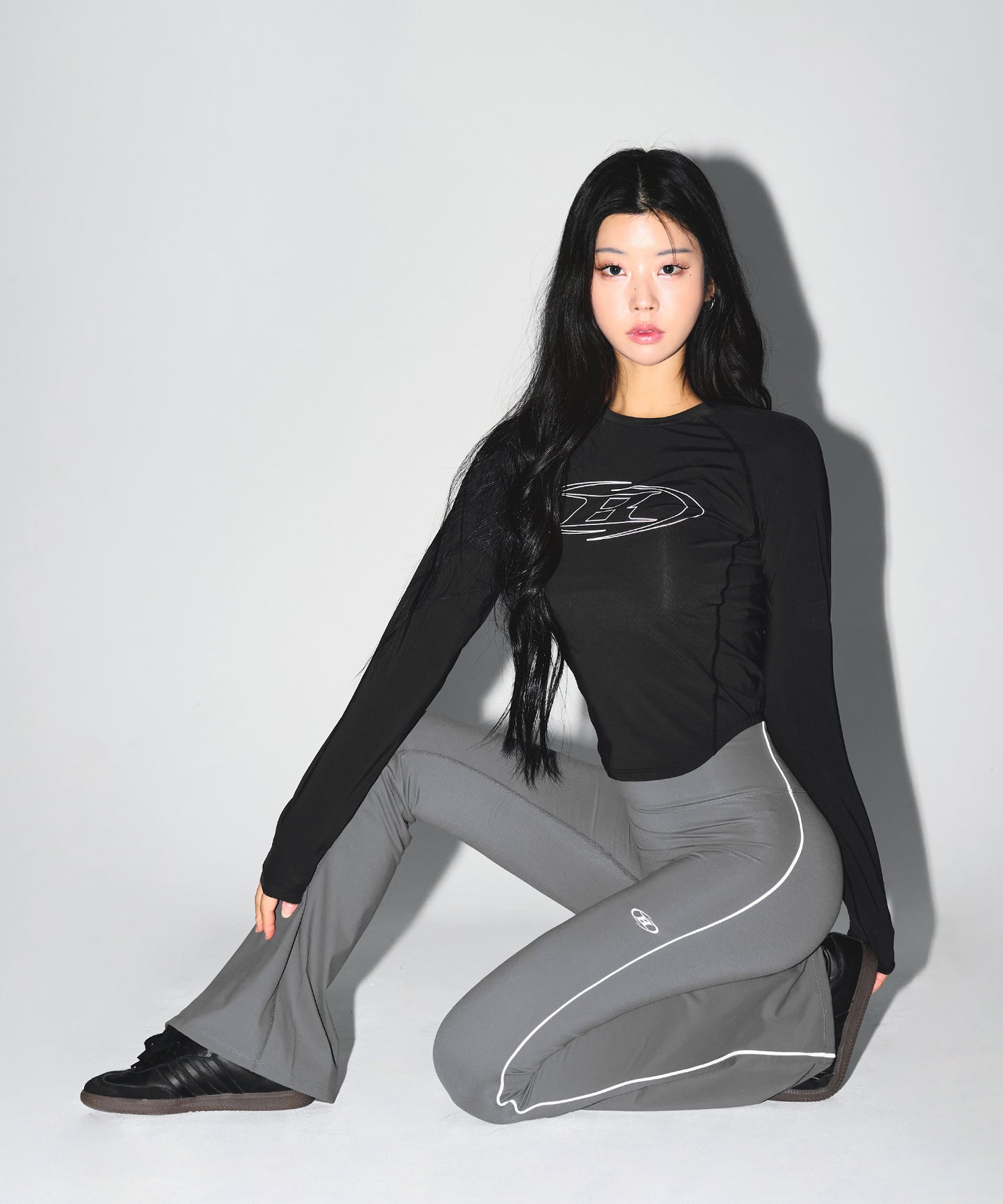 W PIPING FLEECE BOOTS CUT LEGGINGS [CHARCOAL]