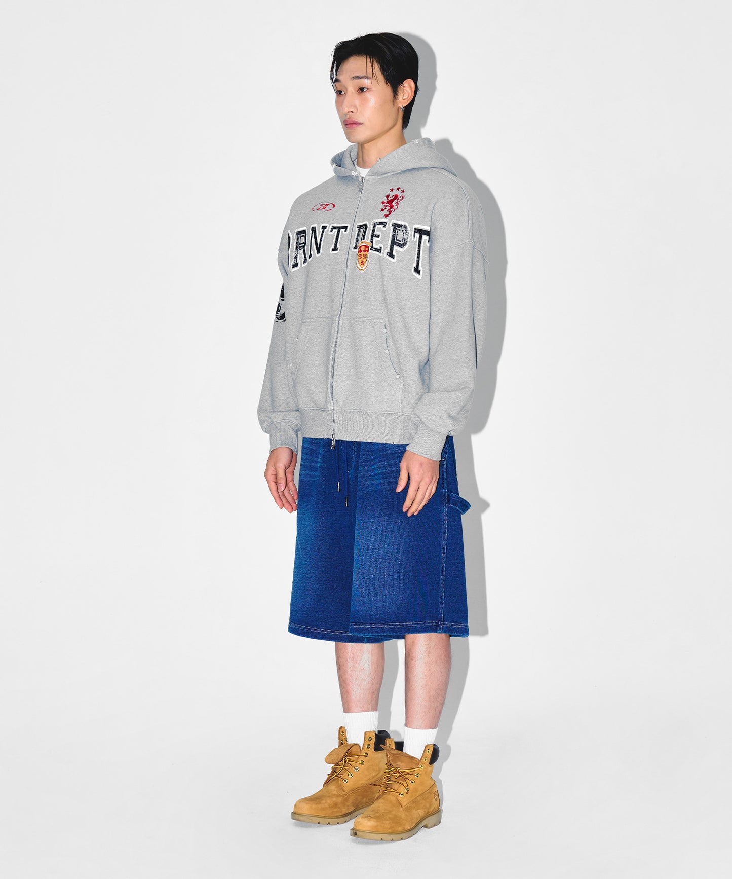 HERITAGE SYMBOL B HOODIE ZIP-UP [MELANGE GREY]