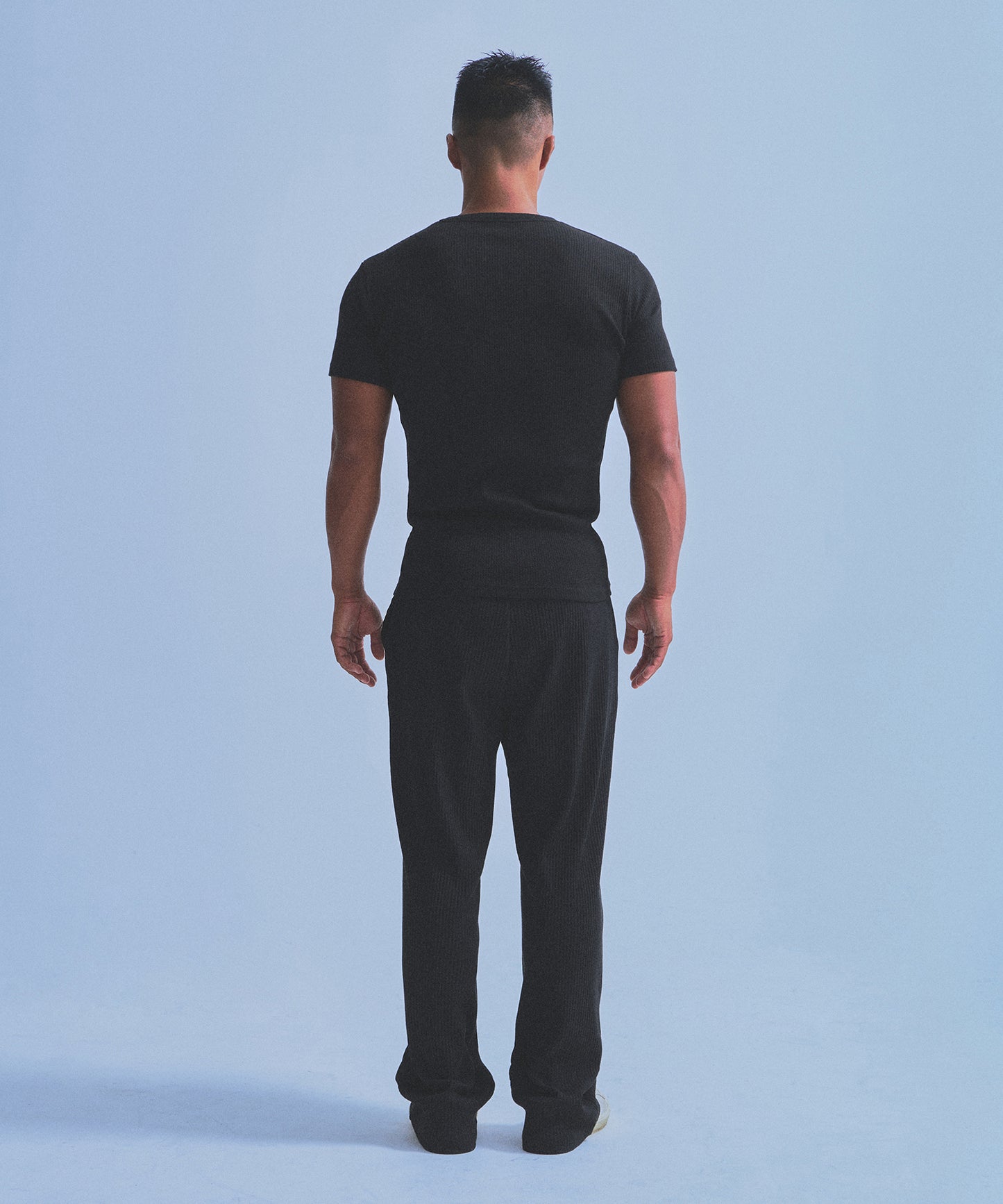 RIBBED B PENDANT MUSCLE FIT T-SHIRTS [BLACK]