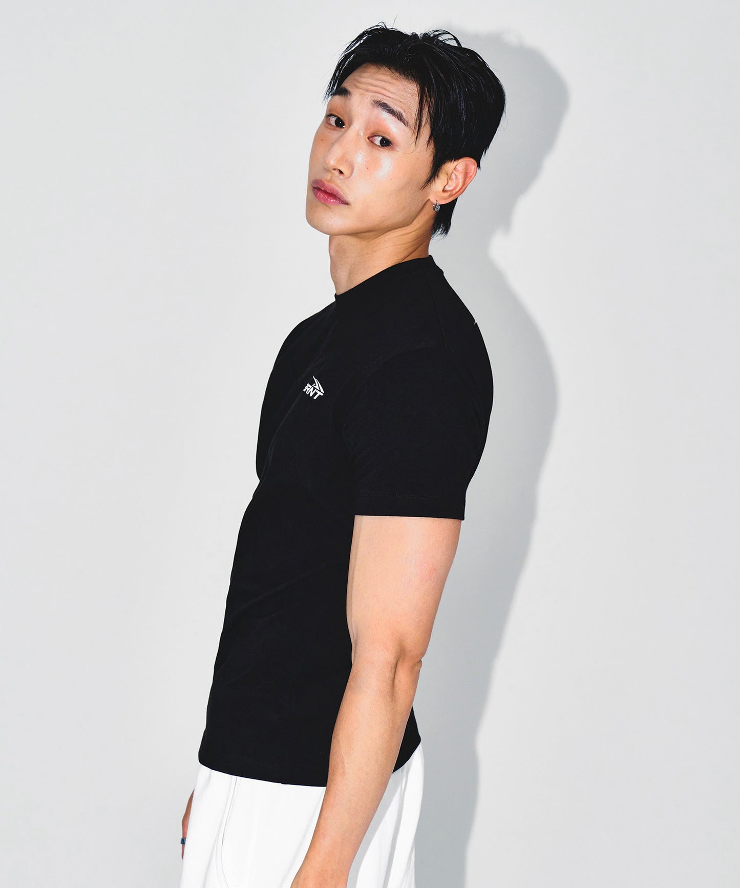 BRNT BACK LOGO MUSCLE FIT T-SHIRTS [BLACK]