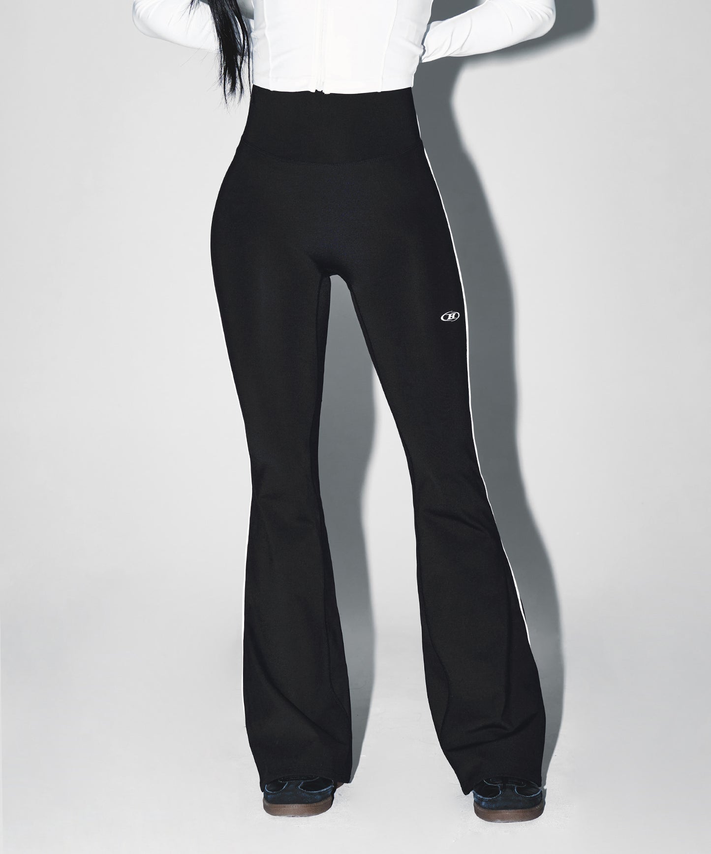 W PIPING FLEECE BOOTS CUT LEGGINGS [BLACK]