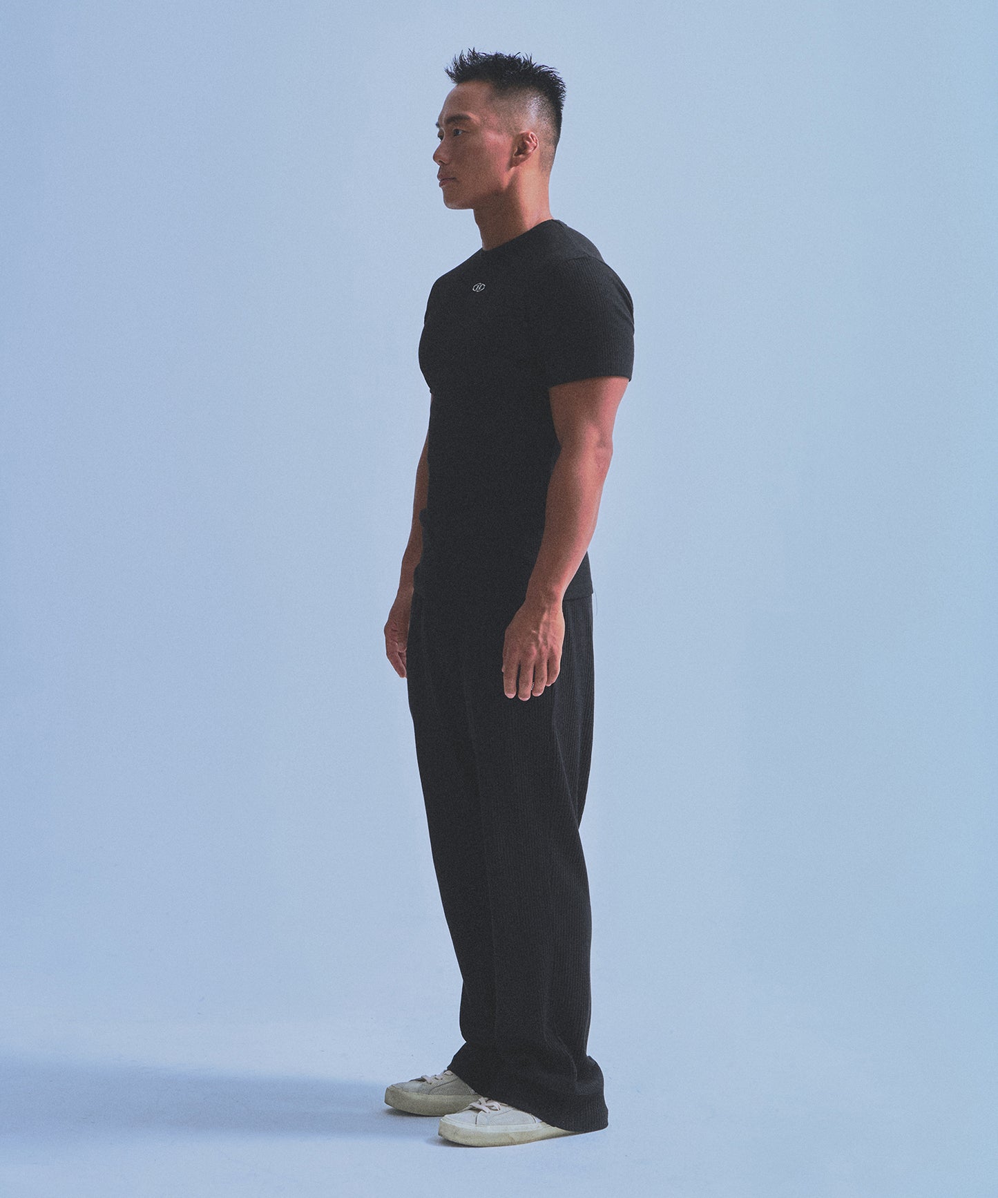 RIBBED B PENDANT MUSCLE FIT T-SHIRTS [BLACK]